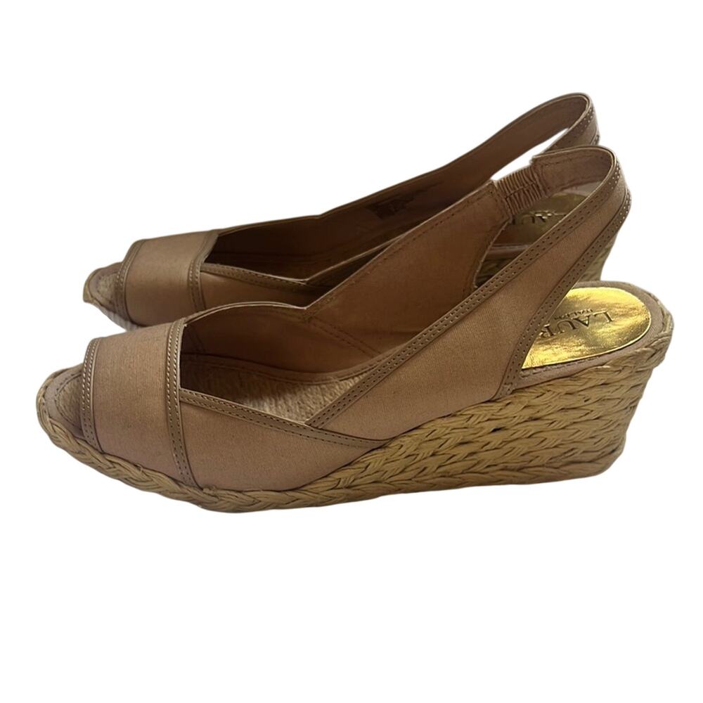 Lauren Ralph Lauren catrin sz 8.5b wedge espadrilles khaki jute sandals - Picture 2 of 15